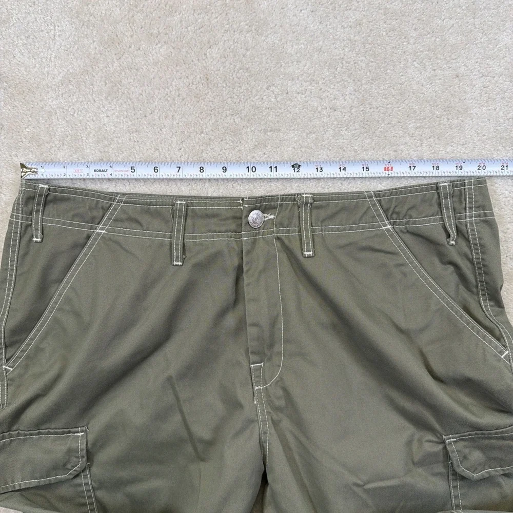 True Religion Cargo Pants Men's 38 Green Relaxed Straight Twill Cotton